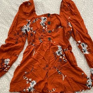 Urban Outfitters orange floral romper